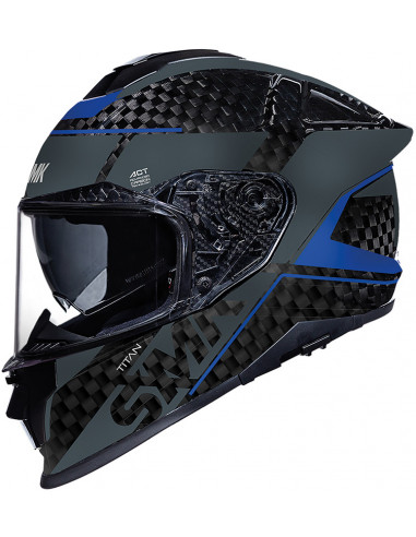 Casco SMK Titan Carbon Black Grey Azul GL256