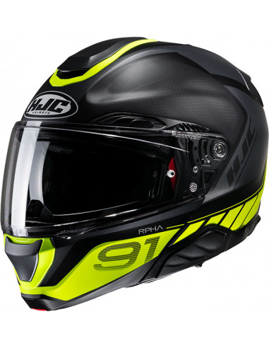 CASCO HJC RPHA 91 RAFINO MATT BLACK YELLOW MC3HSF
